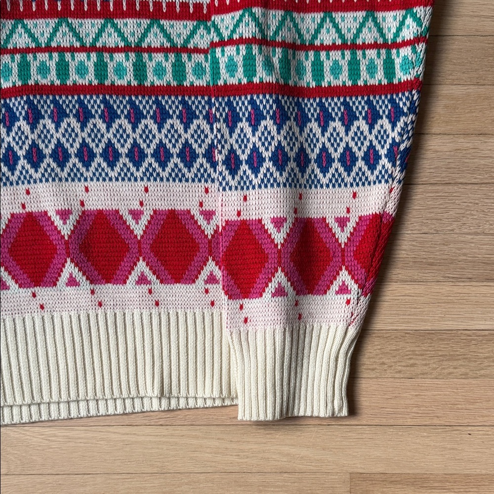 Retro Wool Blend Multicolor Patterned Sweater - image 2